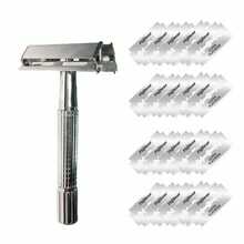 Dao cạo an toàn hai lưỡi + 10 lưỡi dao, dùng được cả nam và nữ, dao cạo tái sử dụng, vật dụng thiết yếu cho gia đình và du lịch. - kiểu A - Xem 11