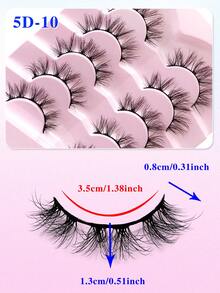 ENCHUW 5 Pairs Full False Lashes Long D Curl Fluffy Volume Lashes Faux Mink Lashes Suitable For Parties - Black - View 2