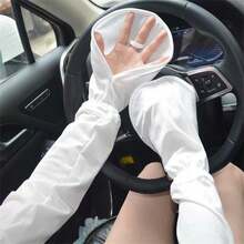 2pcs Spring, Summer And Autumn Sun Protection Sleeves, Ice Silk Outdoor Driving Ice Sleeves, Anti-Ultraviolet Arm Guards, Large Sleeves, Sun Protection Gloves - A - View 3