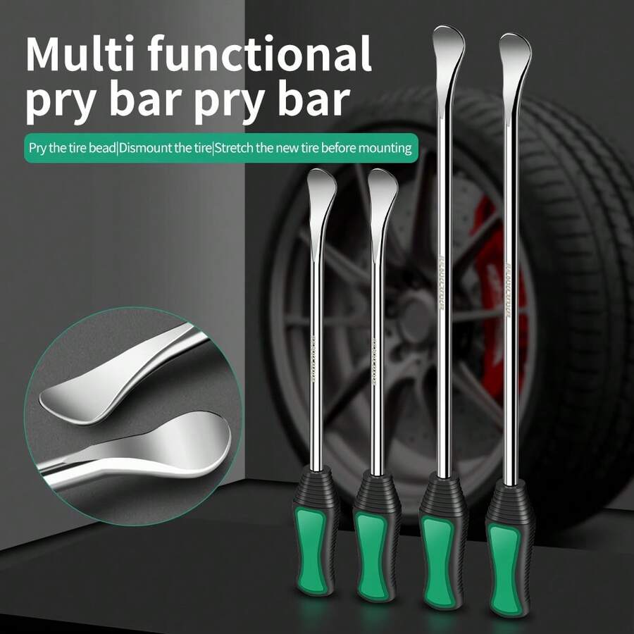 Industrial Pry Bar, Tire Lever Tool, Multi-Size Options, Flat Head Pry Bar, Suitable For Motorcycle/Car/Electric Vehicle/Tricycle/Woodworking Nail Removal, Tire Prying/Tire Expansion - Tire Pry Bar - Black and Green - View 1
