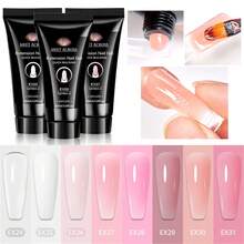 MEET ACROSS 1pc 30ml White Nail Extension Gel Polish , Long Lasting , Odorless, Easy To Use, Semi Permanent Quick Extension Nail Gel, Poly UV Gel For Summer Nails, Manicure Nail Art DIY For Salon & Home Use , Nail Supplies - 白色 - 查看 3