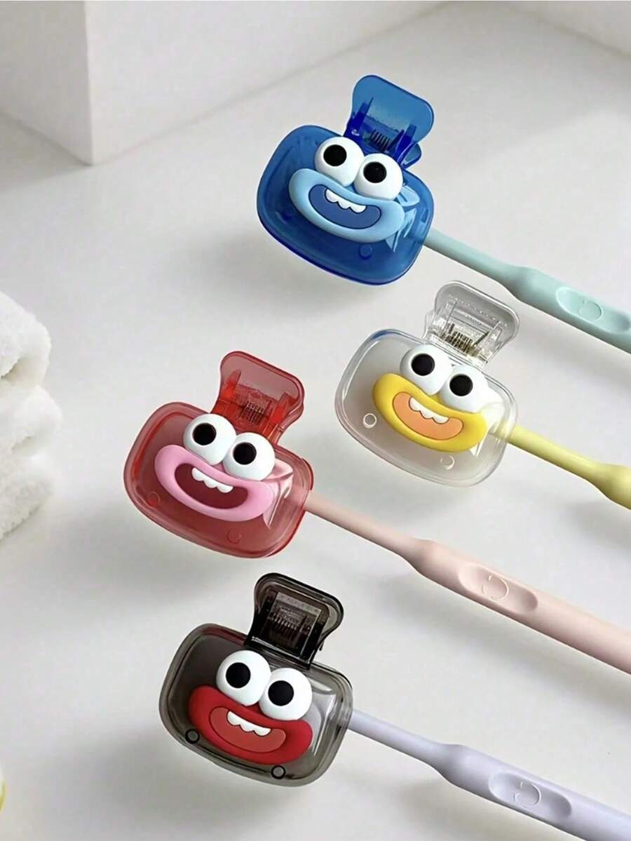 Cute Joyful Face Shape Toothbrush Protective Cover, Dopamine Toothbrush Storage Holder,Brightly Colored Travel Toothbrush Case With Ventilation Holes,Travel Toothbrush Storage Box - Multicolor - View 1