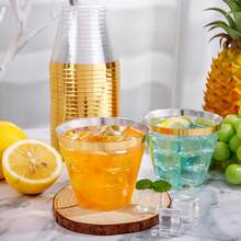 Bộ 10/20/25/50/100/200 chiếc ly sâm panh trong suốt viền vàng 9oz, ly cocktail tái sử dụng, thích hợp cho năm mới, Giáng sinh, tiệc tùng, đám cưới, sinh nhật, Ngày lễ tình nhân và các sự kiện trường học. - Nhiều màu - Xem 3