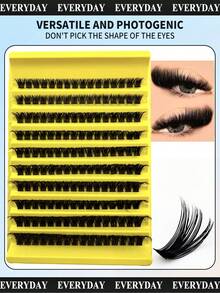 160 Pieces Of D-Style Fluffy DIY False Eyelashes, 8-16mm Mixed Natural Eyelash Extension Style, Faux Mink Fur Eyelashes, Reusable Eyelash Clusters, Suitable For Beginners To Use At Home. - View 8
