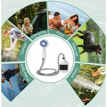 Esta ducha portátil para exteriores, con puerto USB recargable integrado y boquilla ajustable, es perfecta para acampar, hacer senderismo, ir de mochilero, disfrutar de la playa e incluso bañar a tus mascotas. Ligera y resistente, es un accesorio imprescindible para los mochileros. Su robusta construcción, diseño compacto y calidad superior la convierten en la opción ideal para viajar. - Blanco - Ver 6