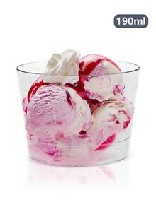 10pcs/20pcs Large Round Transparent Plastic Mousse Cups 190ml, Party Dessert Cups, Birthday Cake Cups, Colorless Disposable, Suitable For Chilled Beverages, Pudding, Desserts, Smoothies, Etc. - White - View 3