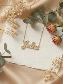 Dây chuyền tên đính kim cương theo yêu cầu, Dây chuyền tên lấp lánh, Dây chuyền cá nhân hóa, Dây chuyền tên vàng, Quà tặng Ngày của Mẹ, Quà tặng trang sức thiết kế riêng cho phái nữ - Dây chuyền kim cương 6 món - Xem 9