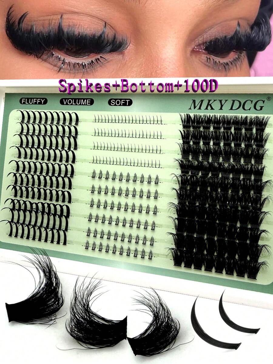 5D 蓬鬆簇狀假睫毛 100D 尖刺簇狀睫毛 含下睫毛簇 濃密簇狀睫毛接片 C/D 捲度 290 根單簇睫毛 10-18MM Cosplay 3D 尖刺感輕盈濃密仿貂毛假睫毛 化妝用睫毛簇