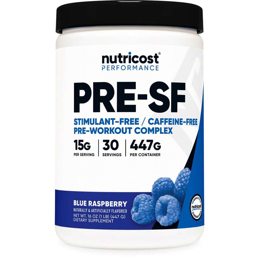 Nutricost Stimulant Free Pre-Workout, 30 Servings (Blue Raspberry) - Caffeine Free, Non-GMO, Gluten Free - 藍莓 - 查看 1