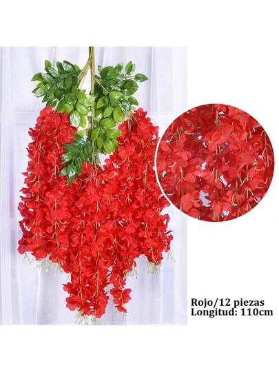 ALLIDEA 12 Piezas Flores colgantes de glicinia artificial, Decoracion De Casa, Boda Fiesta