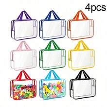 可重复使用的透明PVC国际象棋游戏收纳袋，防水旅行收纳袋，带拉链，也可用于收纳积木、拼图、毛绒玩具等，透明PVC玩具收纳袋 - 彩色 - 查看 15