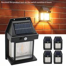 Grn-flashing 1/2/4/6pcs Solar Powered Front Door Lights, 3 Modes Switchable, Tungsten Filament Wall Lights, Outdoor Porch Yard Waterproof Night Lights, Fence Lights With Motion Sensor Function, Suitable For Garden Decoration Outdoor - Solar Powered - View 9