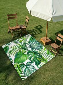 1 pieza Estera de picnic para exteriores con estampado de hojas de plantas tropicales - Manta para exteriores para todas las estaciones, adecuada para playa, camping, senderismo, viajes, ciclismo, manta de playa, artículos esenciales para camping, accesorios de playa, artículo esencial para picnic al aire libre - A - Ver 16