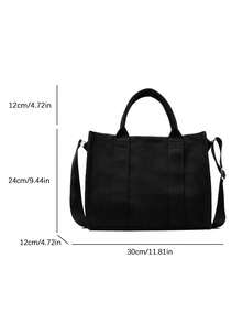 Fashionable Large Capacity Solid Color Versatile Shoulder Bag, Niche Design Personalized Texture Retro Crossbody Bag, Casual Daily Tote Bag, Suitable For Commuting To Work, Daily Going Out For Classes - Black - View 5