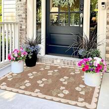 3x5 Floral Entrance Mat - Small Washable Indoor Outdoor Rug, Non-Slip Doormat For Front Door Porch, Boho Farmhouse Neutral Brown Carpet For Living Room Bedroom Entryway Kitchen Laundry Office Foyer Decor - Brown - View 10