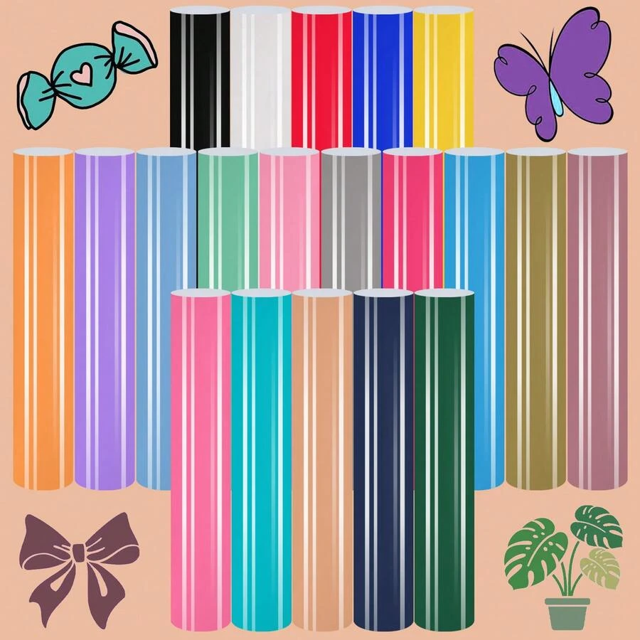 20 tấm decal chuyển nhiệt - mỗi tấm kích thước 12"x10", thích hợp để ủi lên áo thun, sử dụng với máy cắt, máy ép nhiệt, đồ thủ công DIY, trang trí vải. - Màu 20PU - Xem 1