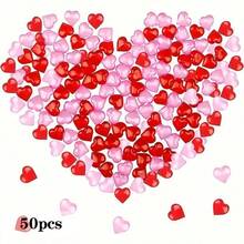 50pcs/100pcs Acrylic Heart-Shaped Plastic Gems, Valentine's Day Desktop Scattering Decor, Multi-Style Decorations, Vase Filler - Multicolor - View 14