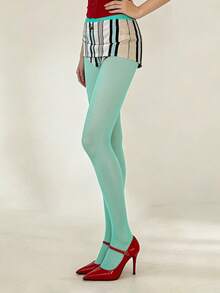 1 đôi quần tất nữ màu xanh bạc hà mỏng, co giãn cao, kiểu dáng retro Y2K, chất liệu nylon, phù hợp cho phong cách đường phố và lễ hội, mùa xuân/hè. - Nhiều màu - Xem 4