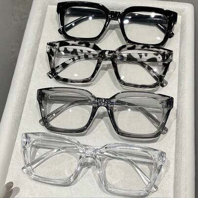 4pcs Multicolor Plastic Geometric Full Frame Decorative Eyeglasses, Modern Minimalist Style For Women, Suitable For Daily Life, Back To School, Street Photography, Weekend Outfits, And Other Occasions, Fashionable Accessory.