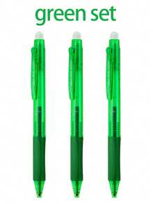 3 piezas Juego de bolígrafos de gel borrables de 0.5 mm, con núcleo de tinta borrable y mango lavable, adecuado para oficina, escuela, diario, cuaderno y artículos de papelería - 3 bolígrafos verdes borrables - Ver 6