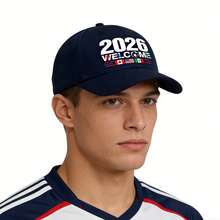 2026 Soccer-Themed Print Baseball Cap, Featuring The Three Kingdoms Flags, Unisex, Made Of High-Quality Pure Cotton, Adjustable With A Curved Brim. Suitable For Truck Drivers, Golfers, And Anyone Needing A Breathable Sun Hat, It's An Ideal Choice For Outdoor Sports. - 藏蓝色 - 查看 3