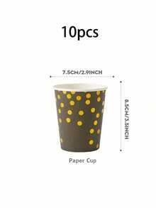 黑金派对用品套装，包含餐盘、杯子、餐巾纸，适合生日、婚礼、各种活动 - 多色 - 查看 7