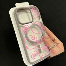 SANRIO Cute Hello Kitty Cat Cartoon Phone Case Compatible With Apple 17, 16, 15 Pro Max, 14 Pro Max, 13 Pro, 12 Pro, 11 Pro, 11, 15 Pro, 16 Plus, 7, 8, X, XS Max, Transparent Magnetic Adorable Minimalist Style - Multicolor - View 1