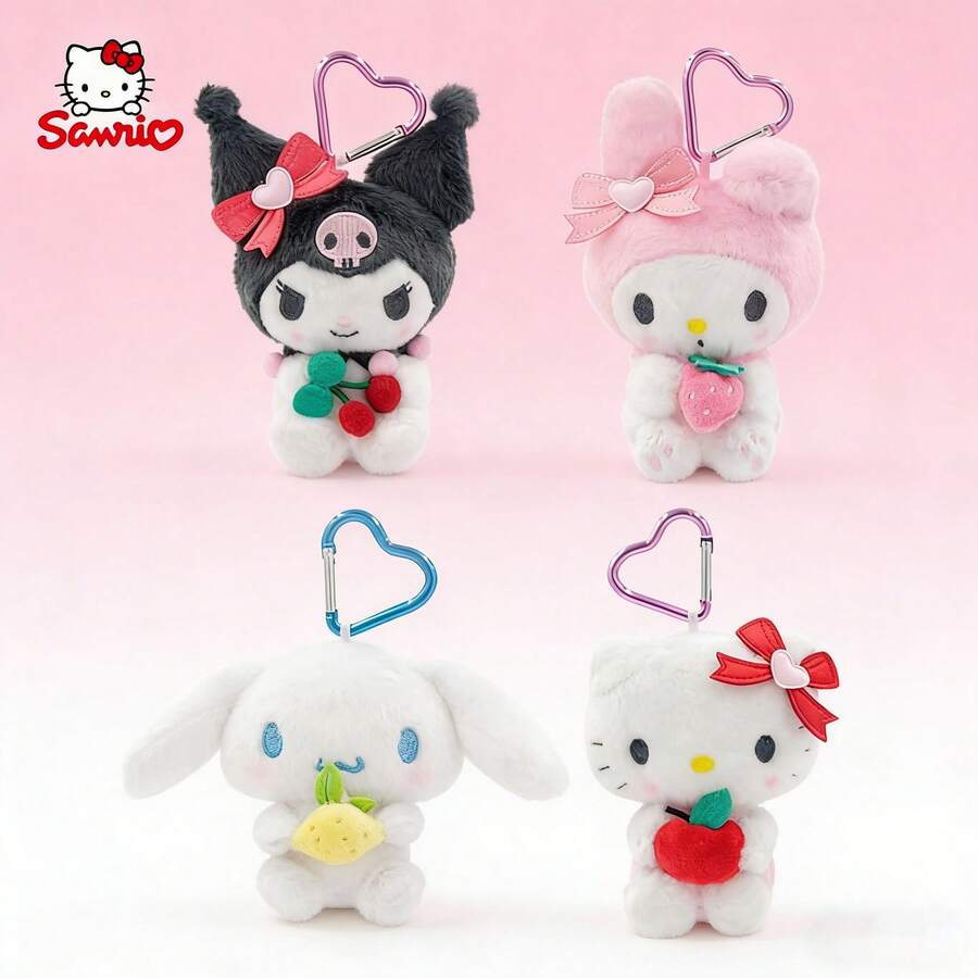 三丽鸥水果派对系列毛绒挂件，简约线条设计，可爱包包挂饰，三丽鸥粉丝的完美礼物 - 彩色 - 查看 1