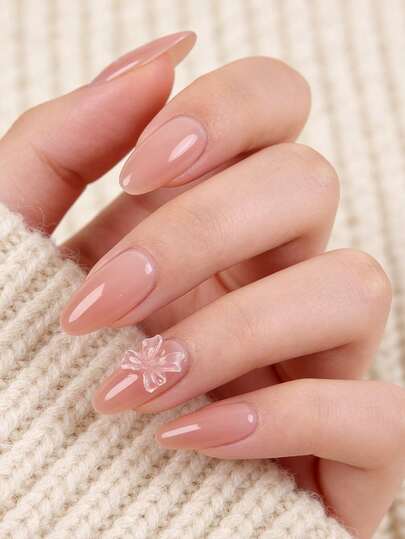 Elevate Your Look With 30 Pieces Of Short Almond-Shaped Acrylic Manicure Patches 3D Bow Studded With Rhinestone Press-On Nails, Including 1 Piece Of Jelly Glue And 1 Nail File, Suitable For Parties, Events, Daily Wear, Suitable For Hen Parties, Proms, Daily Casual Wear. Removable And Reusable Nail Decorations