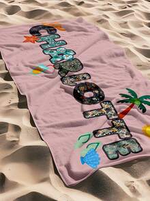 1pc Customized Ocean/Beach Towel, Personalized With Name For Girls/Boys, Suitable For Outdoor Beach Travel Swimming Fitness Yoga, Beach Accessories, Customized Beach Towel Gift For Friends, Available In Multiple Sizes - Style 1 - View 5