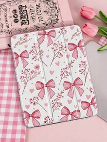 Transparent Acrylic Backshell Trifold Double-Sided Printed Flat Case With Floral & Bow Design, Compatible With IPad 10th Gen/11th Gen/10.2/10.5/Air4/Air5/10.9/Pro 11/Air 11-In.(M2)-2024/Pro 11-In.(M4)-2024/ Air 11-Inch (M3) 2025/ (A16) 11 Inch 11th Generation 2025 Mini6/Mini7/Air1/Air2/9.7/ Air 8(M4)2026(11-Inch) Models - Multicolor - View 4