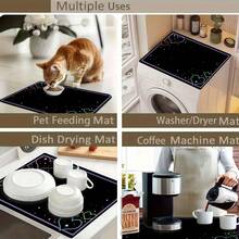 1 tấm thảm đa năng thấm hút, mạ vàng, họa tiết hoa sen trắng, chất liệu polyester chống thấm nước, thích hợp cho nhà bếp, trang trí bàn ăn, lau khô chén đĩa, máy giặt, máy pha cà phê, bàn trang điểm phòng tắm, phụ kiện nhà bếp, đồ dùng tiệc tùng. - Đêm Tối, Hoa Sen Trắng Vàng - Xem 9