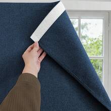 卧室客厅专用粘性遮光窗帘，无需钻孔，隔热防紫外线，遮光窗帘，1片装。 - 寶藍色 - 查看 12