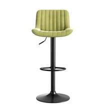 Swivel Dining Room Bar Stool, Velvet, Height Adjustable - Green - View 6