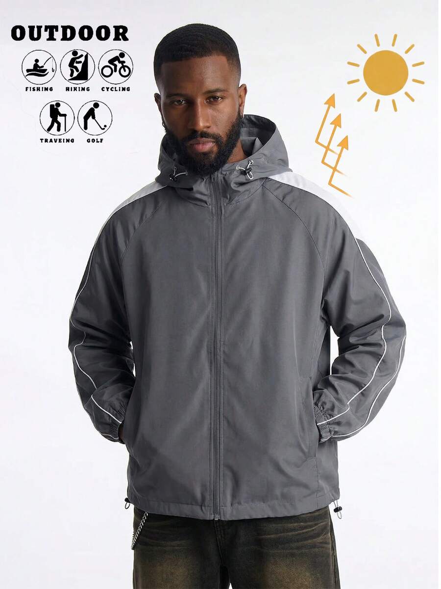 Áo khoác chống nắng nhẹ, dễ gấp gọn dành cho nam, thích hợp cho hoạt động ngoài trời mùa xuân/hè. - Xám - Xem 1
