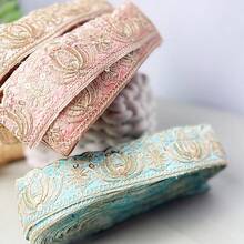 36英寸刺绣亮片饰边，亮丽缝制布条，适合DIY手工制作，多种颜色可选，可用于服装和配饰的缝纫和手工制作。 - 藍色 - 查看 5