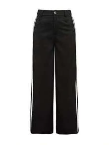 [Pantalones elegantes y sexys] Pantalones rectos elegantes y sexys para mujer| Pantalones sin estiramiento, adecuados para la oficina, fiestas y uso diario - Lavable a máquina, tela transpirable, diseño sencillo, ropa de estar en casa casual, opción preferida de los entusiastas de la moda - Negro - Ver 2