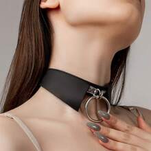 1 chiếc vòng cổ choker bằng da dành cho nữ, vòng cổ phong cách punk thời trang có dây xích, vòng cổ sát cổ, vòng cổ phong cách rock, trang sức cô dâu. - màu đen - Xem 3