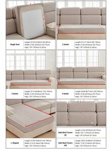 1PC Simple Solid Color Stretchable Elastic Sofa Slipcover, Pet-Resistant And Anti-Slip Cushion Cover, Suitable For 1-4 Seater L-Shaped Modular Sofa Protector Cover, Four-Season Universal, Machine Washable - Multicolor - View 10