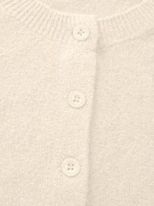 FOR BEAUTY Autumn New Solid Color Round Neck Single-Breasted Long Sleeve Knit Cardigan, Gentle, Elegant, Romantic, Casual, Lazy, Fashionable, Minimalist Versatile, Suitable For Outings, Valentine's Day Dates, Commuting And Various Occasions.This Cardigan Is An Ideal Choice For Women's Spring Wear. - 暖杏 - 查看 8