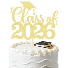 1pc Black/Gold/Blue/Pink/Red Class Of 2026 Cake Topper - Glitter Graduation Cap Decor - Congrats 2026 Graduates, 2026 Graduation Party Cake Decorations - View 11