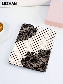 1 pieza Funda para tableta elegante y estilizada con estampado de lunares y flores de encaje negro, compatible con iPad (A16) de 11 pulgadas de 11.a generación 2025/10.a generación, 10.2 pulgadas, Pro 2021/2020, Galaxy Tab A8 de 10.5 pulgadas de 2022, Matepad 10.4/Tab, a prueba de golpes, con ranura para lápiz, compatible con modo de suspensión/activación, regalo para niños/familia, cumpleaños, aniversario, boda, regalo romántico y práctico - Multicolor - Ver 3