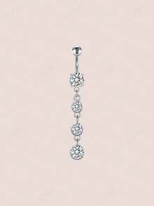 CIZME 1 chiếc khuyên rốn dáng dài gợi cảm bằng thép không gỉ màu bạc, trang sức xỏ rốn hình trái tim đính đá CZ và nơ, trang sức xỏ rốn, quà tặng cho phụ nữ và bé gái, thích hợp đeo hàng ngày, dự tiệc, đi chơi đêm, tụ họp xã hội. - Bạc - Xem 9