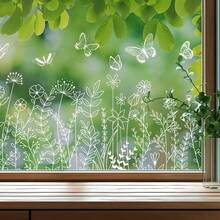 1pc White Floral & Butterfly Window Cling Sticker, Double-Sided Transparent Glass Static Sticker, Suitable For Bedroom, Living Room And Corridor Display - Multicolor - View 7