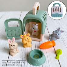 8pcs Cute Rabbit House Playset, Includes Randomly Colored Mini Accessories, Interactive Doll For Children 3-6 Years Old To Develop Imagination, Best Gift For Christmas And Thanksgiving - 彩色 - 查看 12