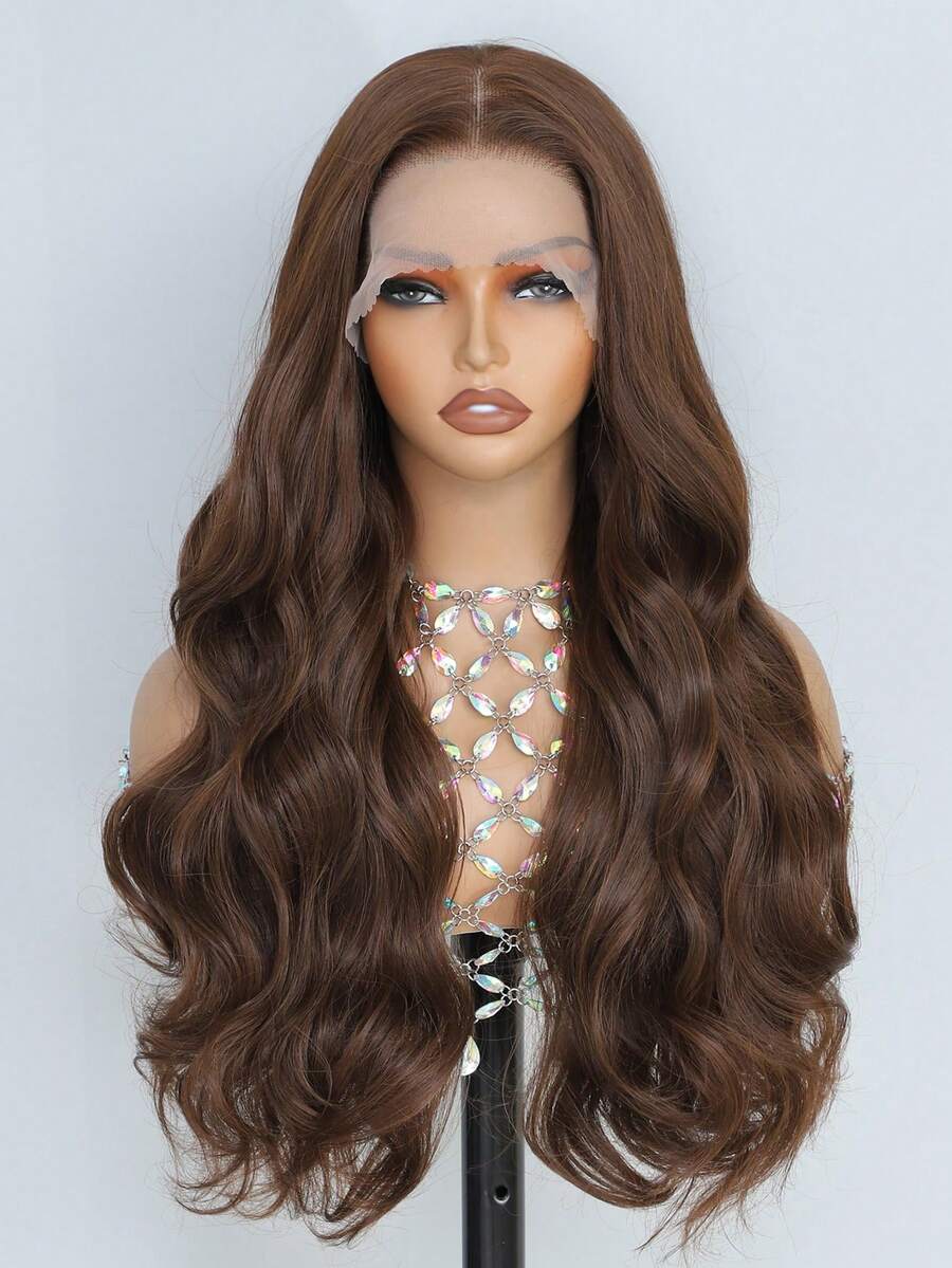 26英寸13x6蕾丝前波浪假发 - 巧克力棕色，预先梳理的自然发丝和婴儿发，适合女性日常佩戴