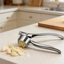 Small Stainless Steel Garlic Press - Practical Kitchen Tool For Garlic And Spices | Model ME-10511 - Silver - View 2