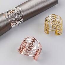 6/10pcs Elegant Metallic Rose Napkin Rings, Suitable For Wedding Decor, Friends Gathering, Romantic Holiday Party, Gift And Beautiful Tabletop Decoration - Multicolor - View 10