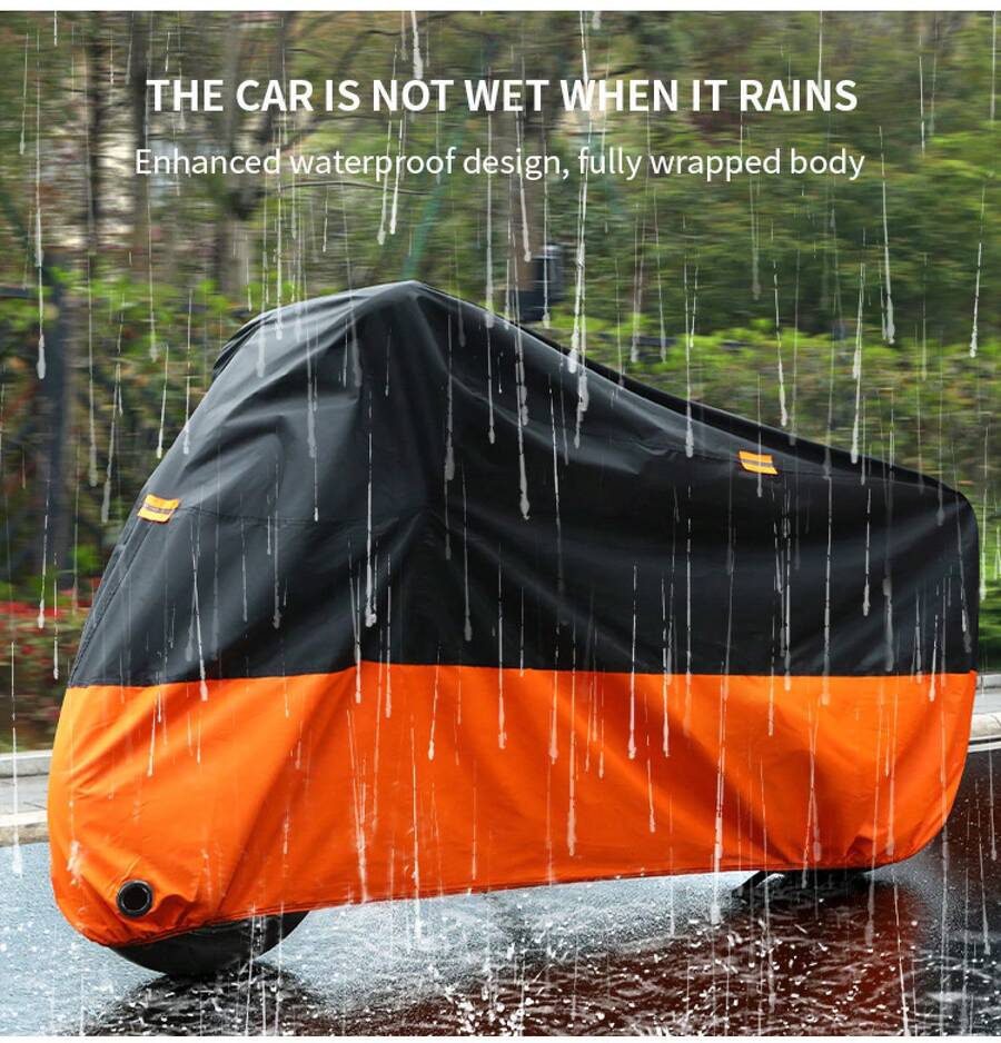 Electric Vehicle Rain Cover, Silver-Coated Motorcycle Cover, Bicycle Dust Cover - Black Orange (420 Thick Version) - View 1