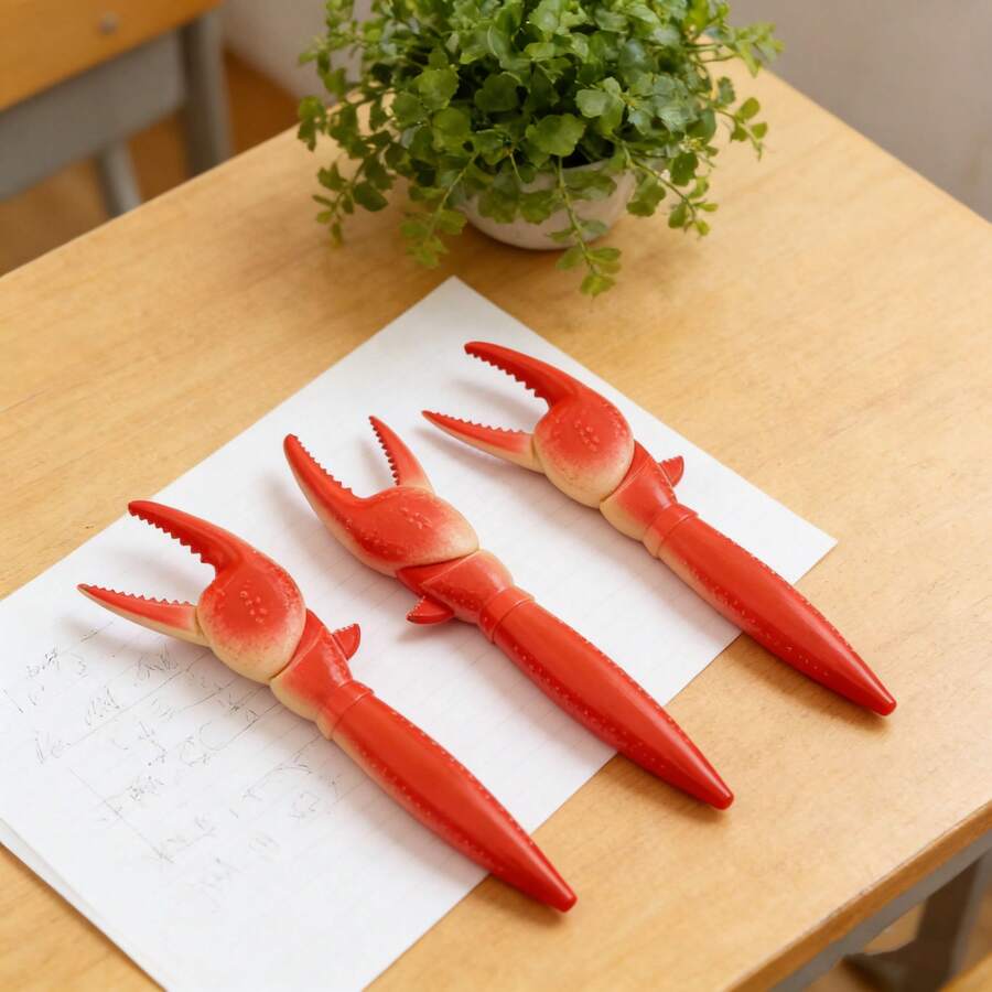 Bộ 3 bút bi hình càng cua ngộ nghĩnh, bút bi rút có kẹp hình cua, thích hợp cho học sinh, tựu trường. - Cái bút - Xem 1